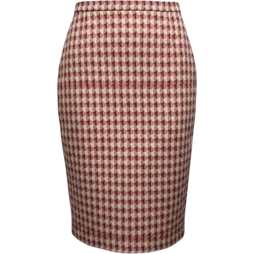 J.Crew Womens 2 Pink Geometric Fan Print Cotton Pencil Skirt 2 Office Retro 70s